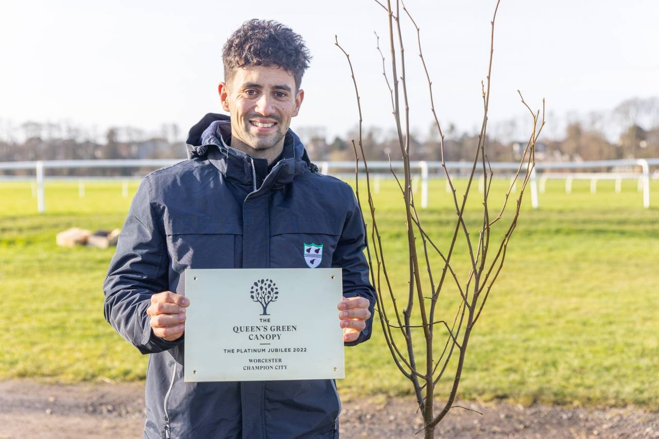 Brett D'Oliveira, Worcestershire County Cricket Club Captain, will help to plant a series of Jubilee trees to restore an Edwardian Avenue at Worcester Racecourse