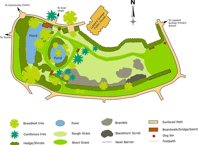 Lyppard Grange Local Nature Reserve Site Map