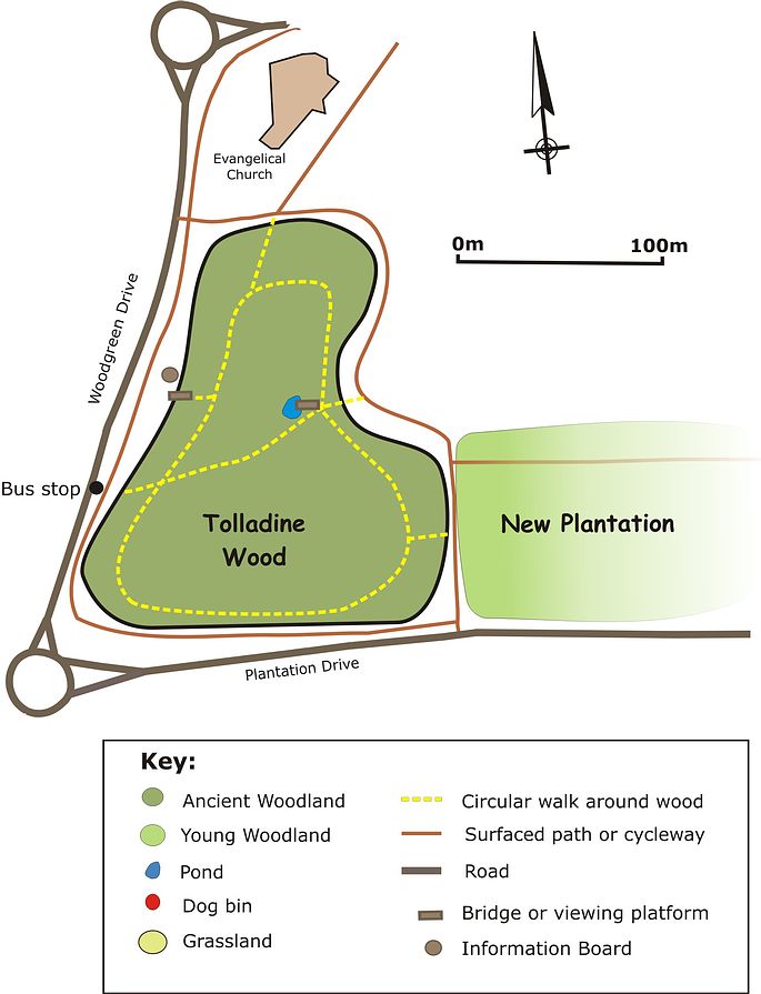 Tolladine Wood Nature Reserve Map