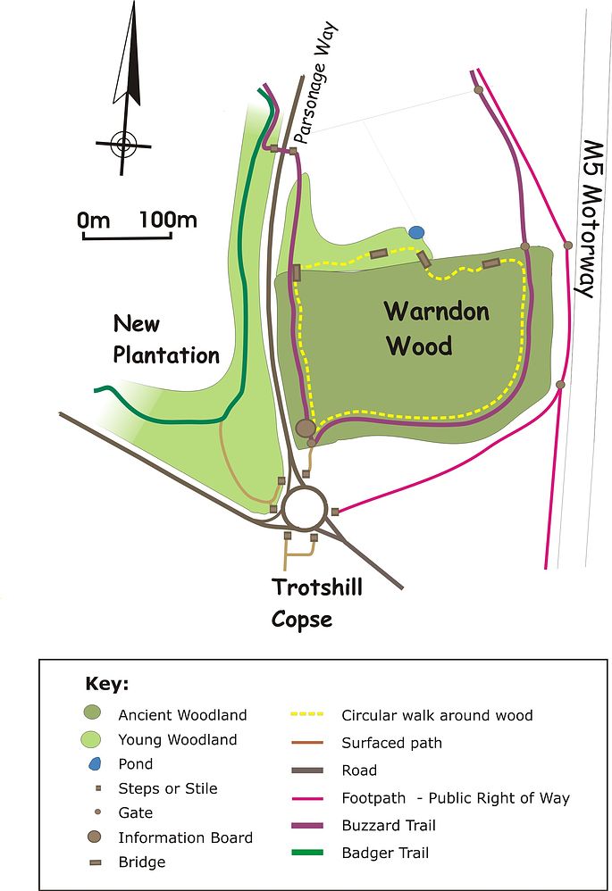 Warndon Wood Nature Reserve Site Map