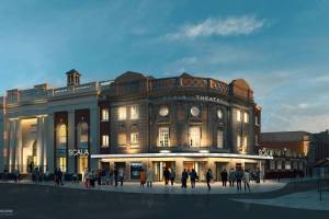 A CGI image of the outside of a refurbished Scala building
