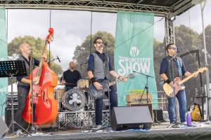 Band members on the Worcester Show stage